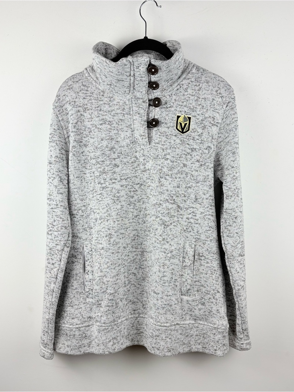 NHL Vegas Golden Knights Embroidered Fleece 1/4 Button Sweatshirt Sweater M 8 10